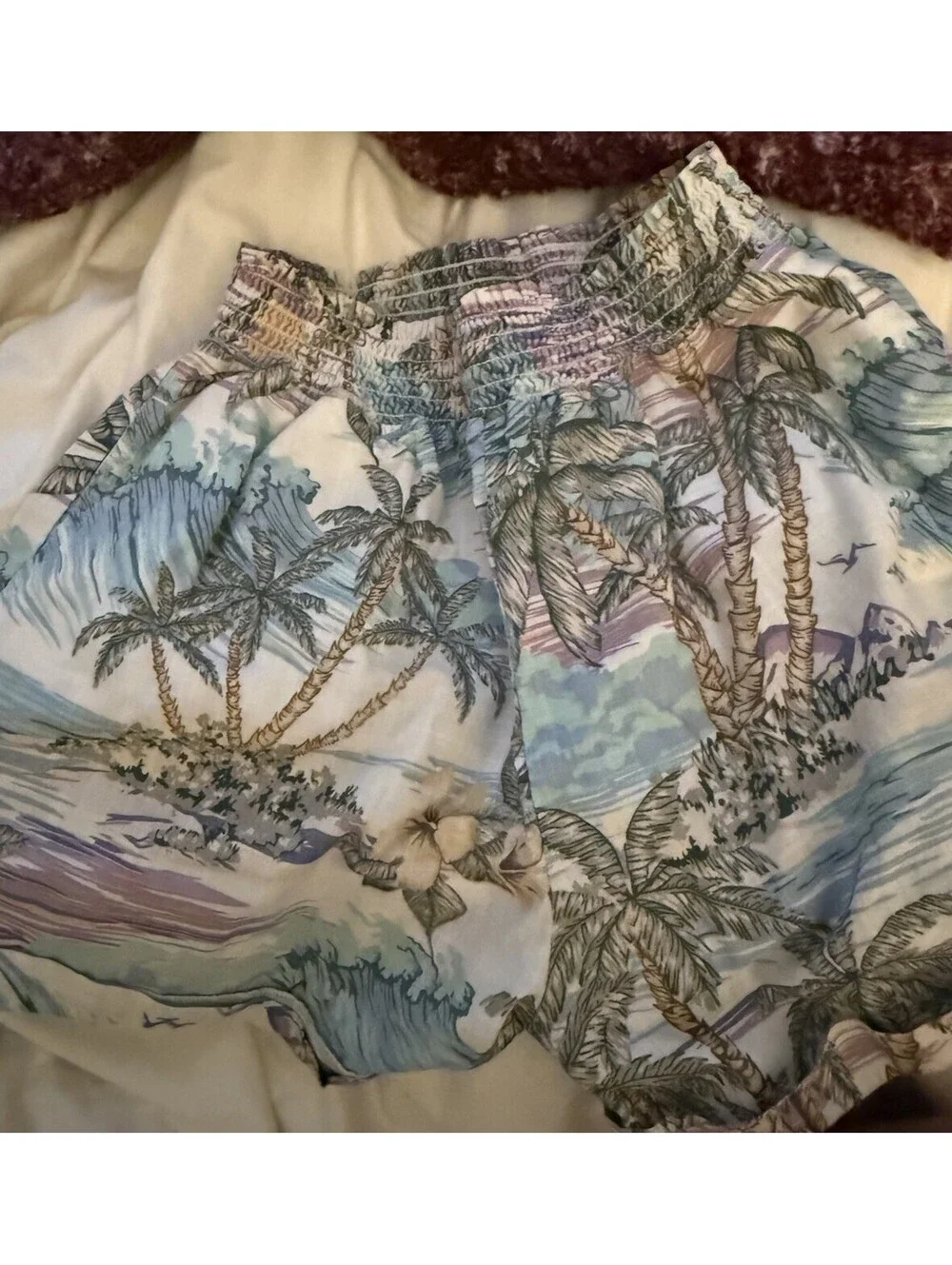 Quiksilver Tropical Print Shorts Womens Small Blue Organic Cotton Beach Summer